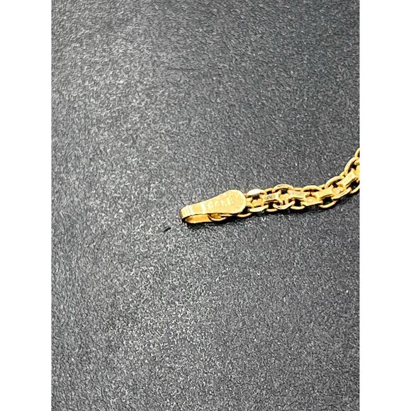 Yellow Gold 14k Italy Byzantine Woven Style Five Oval Coral Cabochons Bracelet - Picture 8 of 10